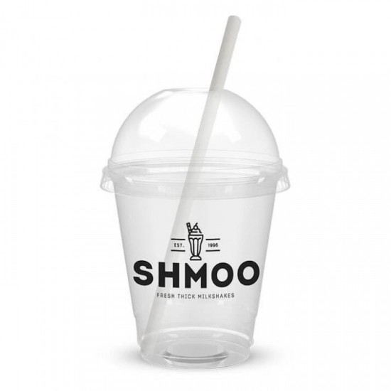 Shmoo Cups small recycleable plastic (Inc Paper Straws) - 13oz / 369ml (1)