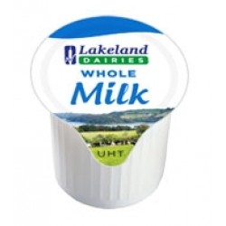 Lakeland UHT Whole Milk Portions (120 x 12ml) - Small milk pots, ideal for hotels