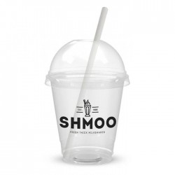 Shmoo Cups small recycleable plastic (Inc Paper Straws) - 13oz / 369ml)(80)
