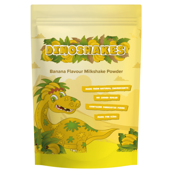 Dinoshakes Banana Milkshake Powder (1kg) - Vegan, Vegetarian and Kid-Friendly - No Added Sugar